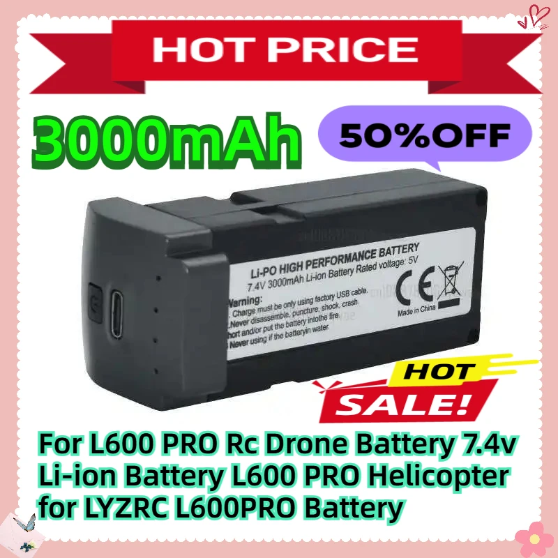 

For L600 PRO Rc Drone Battery 7.4v 3000mah Li-ion Battery L600 PRO Helicopter for LYZRC L600PRO Battery