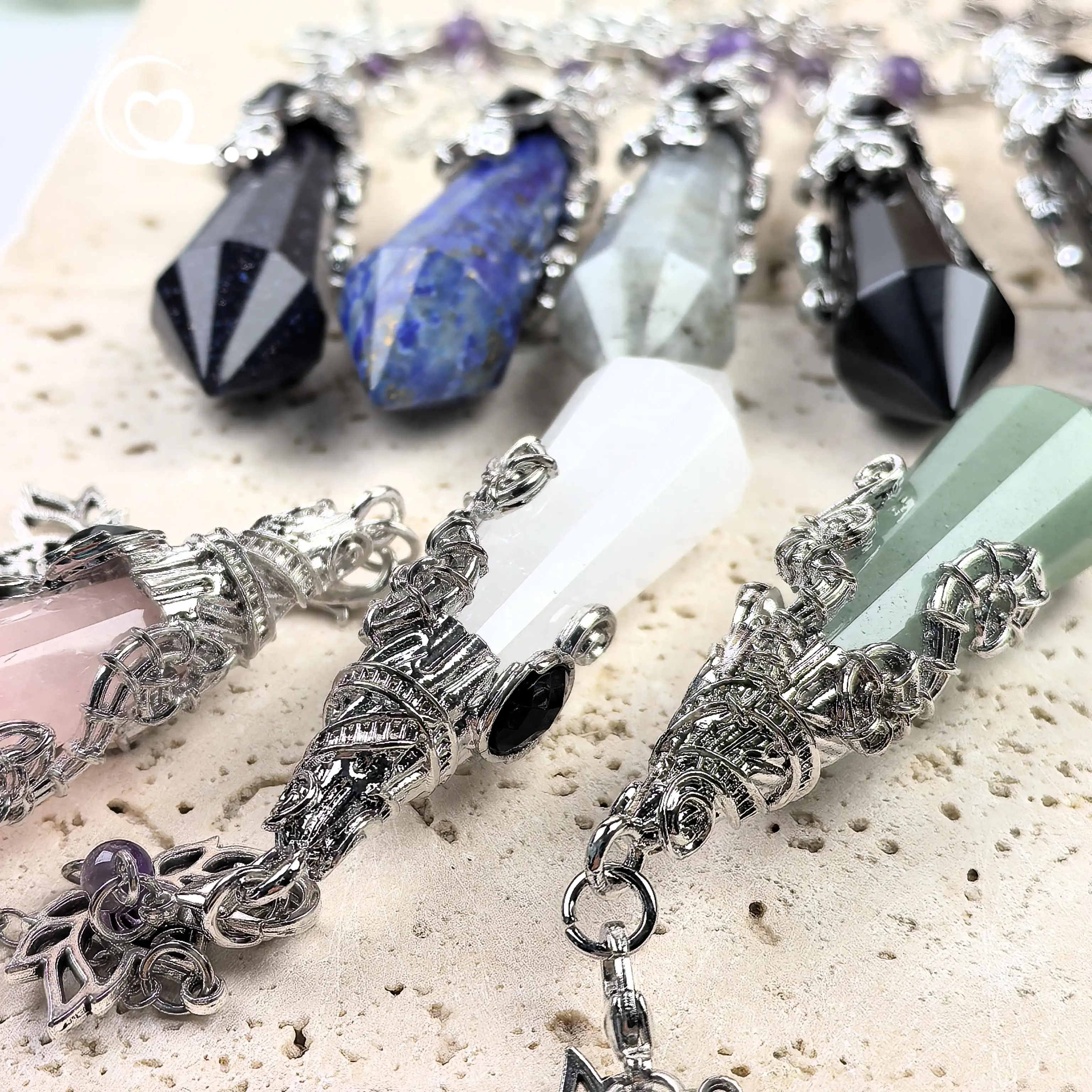 شقرا كريستال الأوجه نقطة البندول المعلقات شفاء الريكي الكوارتز مخروط التغطيس التأمل العرافة Pendulo البندول ، QC6026 #6