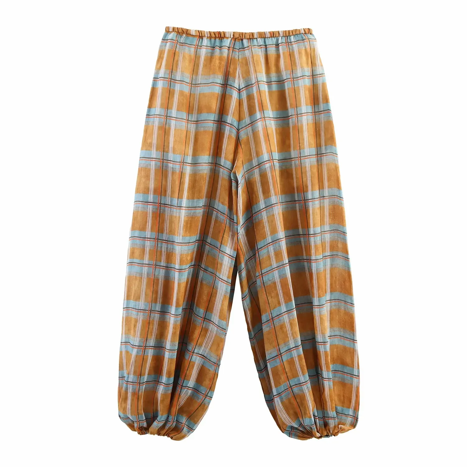 Frauen 2025, Herbst Mode Vielseitige Pumphose Plaid Gedruckt Lose Hosen Weibliche High-Taille Kordelzug Casual Hosen – Detail 12