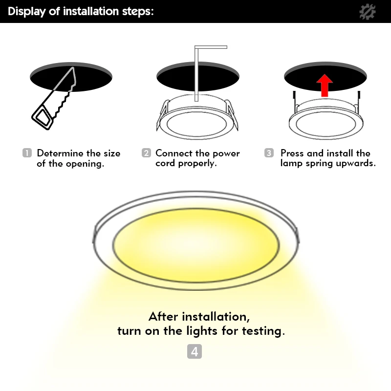 Imagem -04 - Luz de Teto Embutida Led Down Light Painel Redondo Spotlight Iluminação Interior 220v 3w 5w 7w 9w 12w 15w 10 Pcs