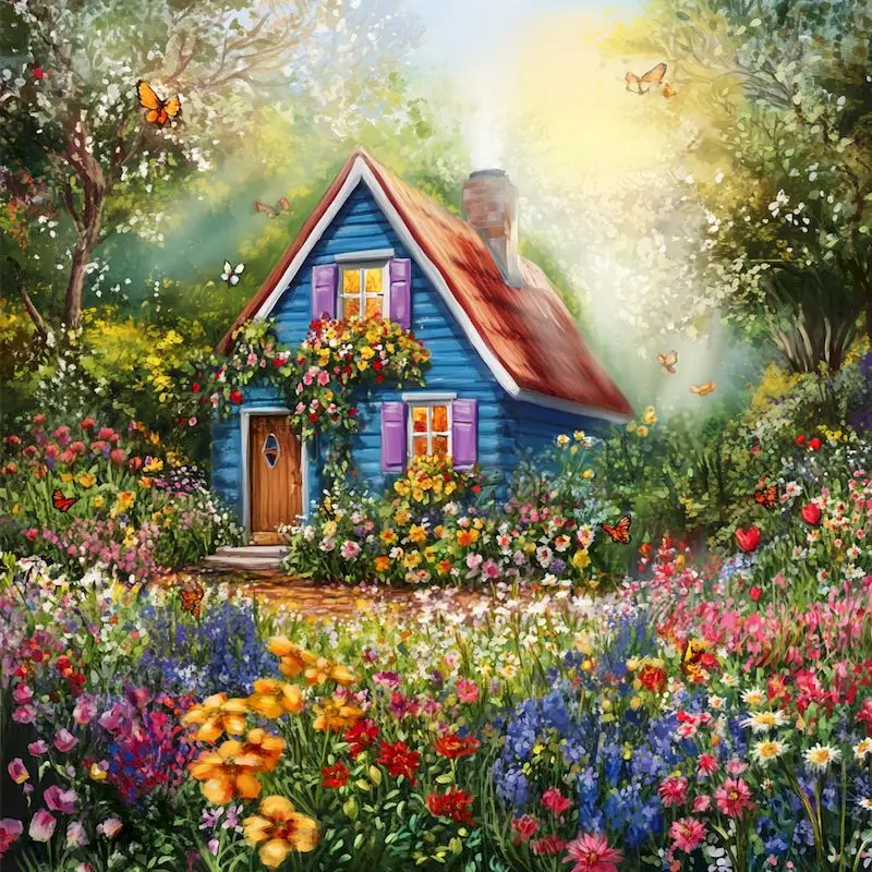 

GATYZTORY Painting By Number Landscape Kits Flower House Scenery DIY FrameAcrylic Paint By Numbers Drawing On Canvas Unique Gift