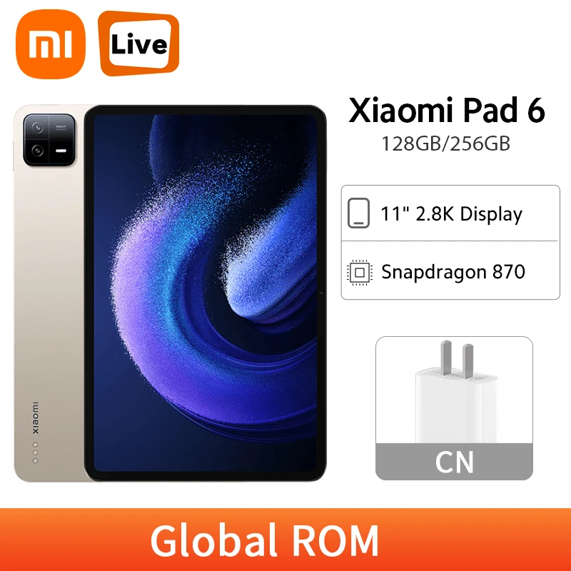 Xiaomi Mi Pad 6 Global ROM Планшет Snapdragon 870 с диагональю экрана 11 дюймов, 2,8 K, 144 Гц, MIUI 14, 8840 мАч, 33 Вт, быстрая зарядка, Задняя камера 13 Мп