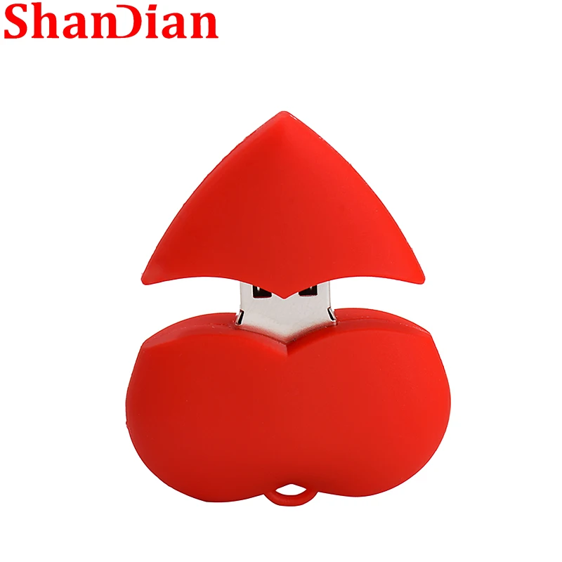 Gifts For Kids Red Heart 64GB USB Flash Drive Silicone 32GB Pen Drives Creative Gift 16GB Memory Stick 8GB Beautiful U Disk  2.0