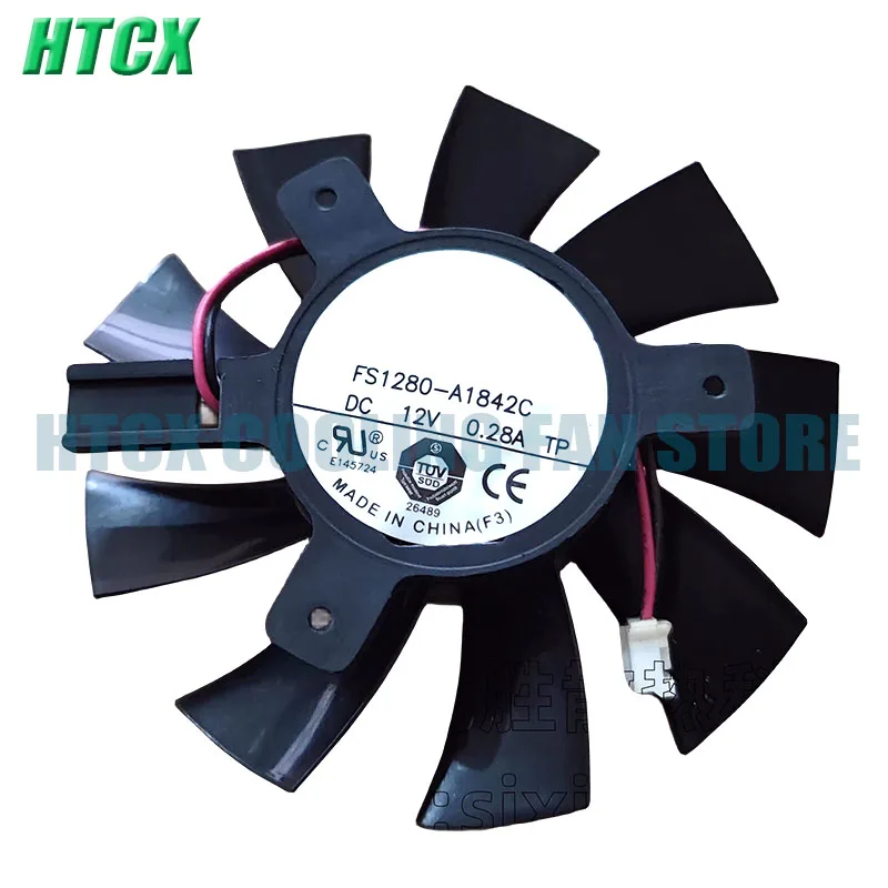 FS1280-A1842C DC 12V Dia. 75mm C.T.C 40mm 2-Wire Server Frameless Fan