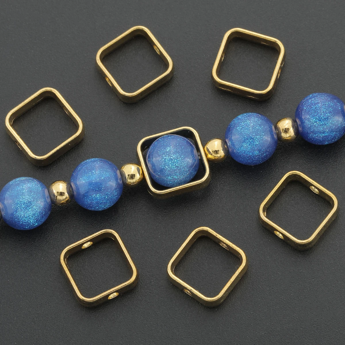 35 PCS Alloy Square Bezel - Suitable for DIY jewelry, bracelets, necklaces, keychains, and accessory making components.