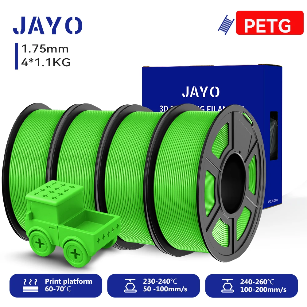 JAYO 4.4KG 3D PETG/PETG Transparant Filament 1.75mm Filament Voor Bambu FDM 3D Printer PETG Netjes Opgerold 3D Printmateriaal