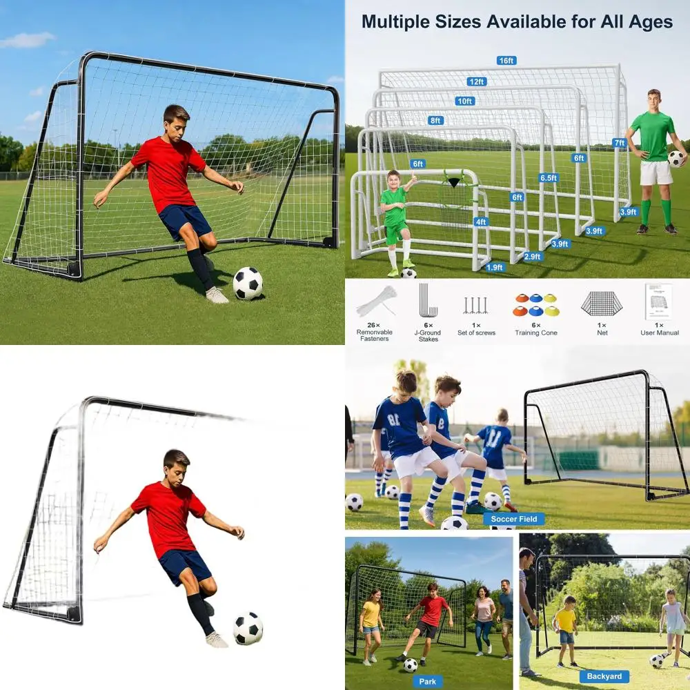 

Универсальные футбольные ворота: 6x4, 8x6, 10x6.5, 12x6, 16x7, 18.5x6.5, 21x7, 24x8 для двора, полноразмерные, для тренировок подростков и взрослых.