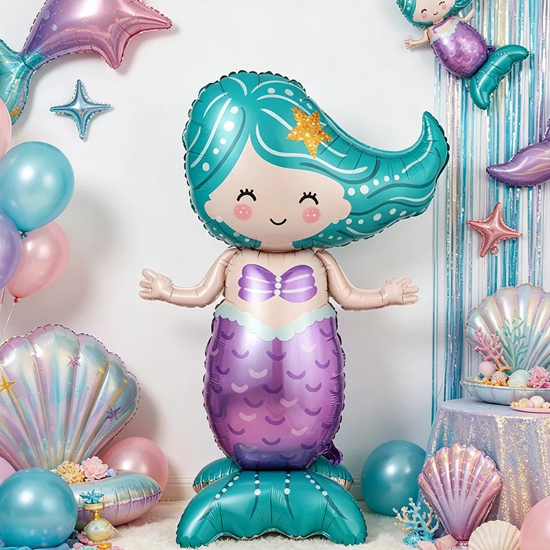 Standing Mermaid Balloons For Birthday Party Atmosphere Indoor/outdoor Decoration Ocean Undersea Party Decor