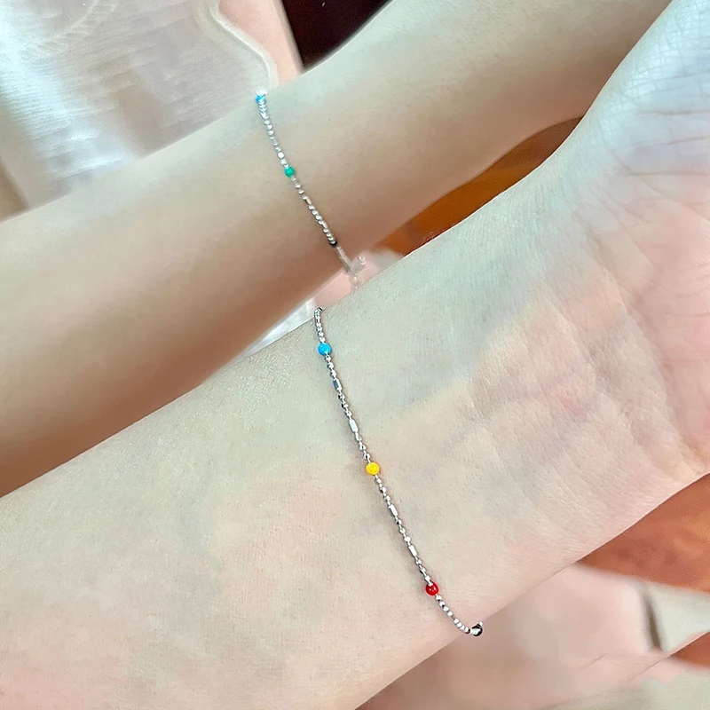 New 925 Sterling Silver Color Bracelet Simple Style Charm Bracelet Set Birthday Party Gift for Women Exquisite Jewelry