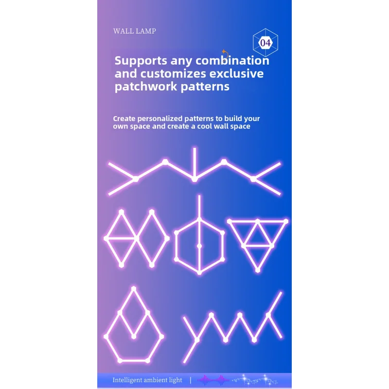 مصباح حائط LED |   التحكم في تطبيق بلوتوث |   مصباح لاقط عالي الحساسية يعمل بالصوت |   تصميم إيقاع الكم |   الربط المعياري