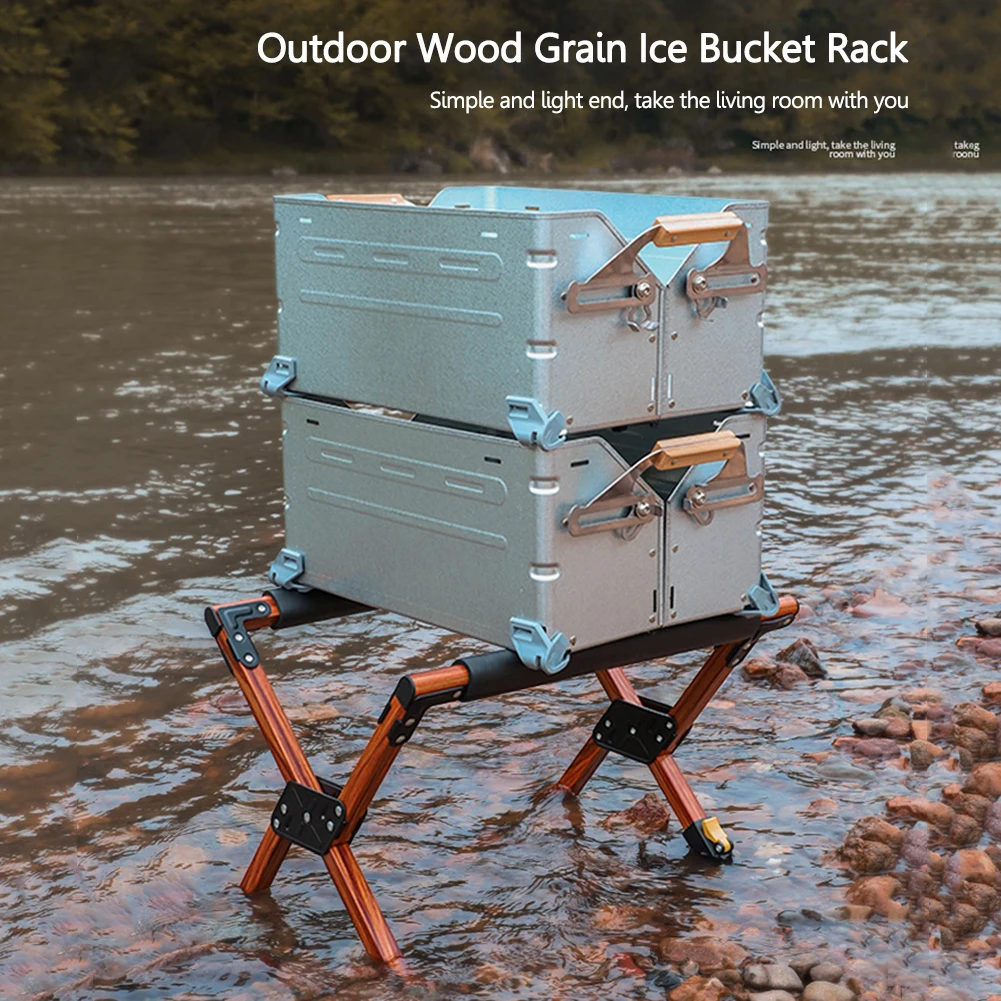 Outdoor Camping Ice Box Holder Stainless Steel Support Foldable Anti-Slip Support Picnic Bbq Bucket Holder Cooking Accessories