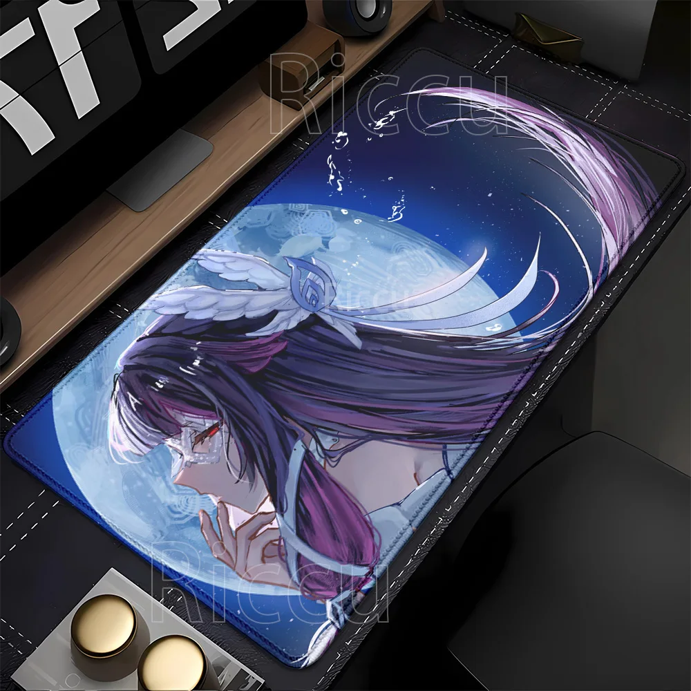 Anime Kawaii Girl Genshin Impact Columbina Mauspad, Gaming-Computerspiel, großes Kunst-Mauspad aus Gummi, Laptop, HD-Druck, Schreibtischunterlage
