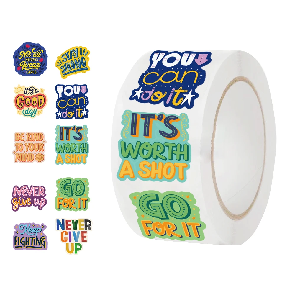 500PCS Word Encourage Inspirational Words Stickers Cute Reward Roll Stickers for School Teacher Student Stationery Toys