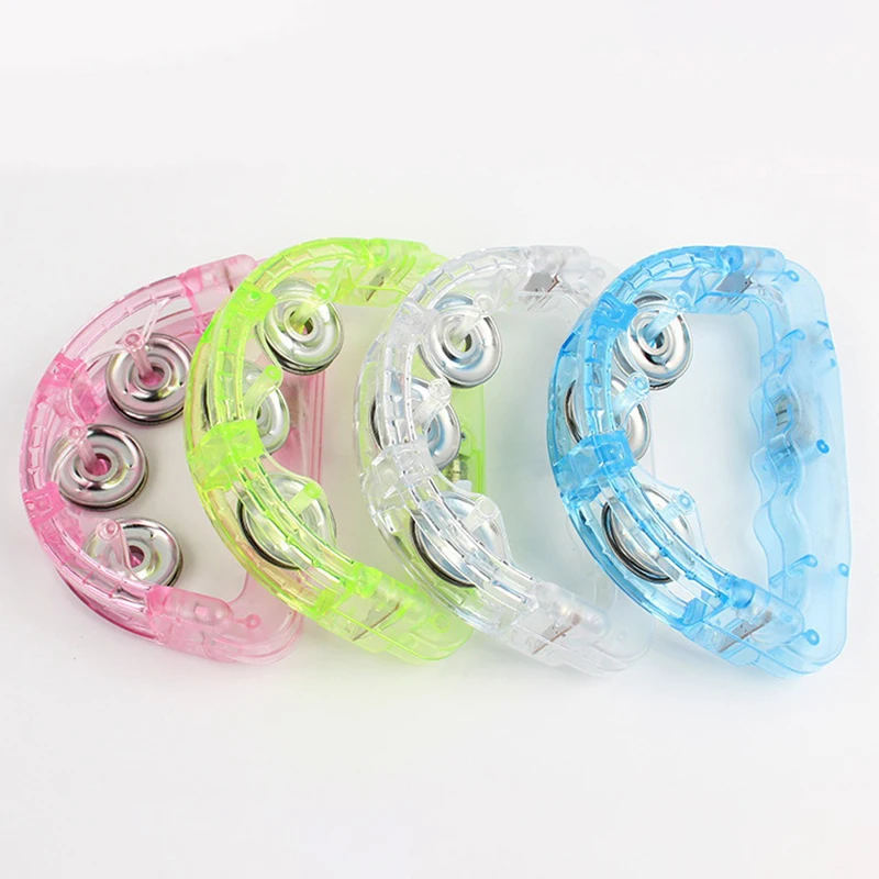 【BS】ของเล่นดนตรีแทมบูรีนเรืองแสง LED สว่างสดใส กระพริบแสง สร้างบรรยากาศปาร์ตี้ ของเล่นเด็ก สีสุ่ม
