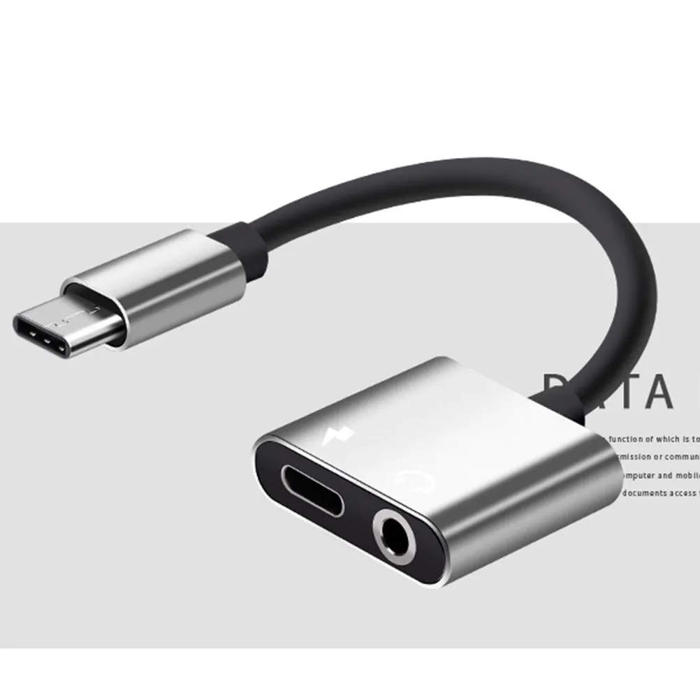 USB C to 3.5mm Audio Adapter 2 in 1 Type C Charging Cable Aluminum Shell Headphone Mic Adapter for 2 U11