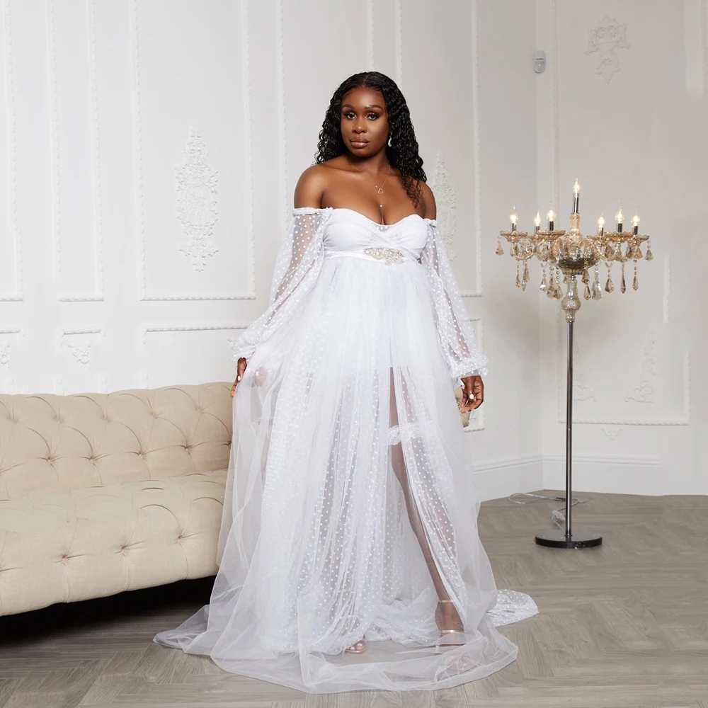 

Sweetheart Off Shoulder Puff Sleeve Wedding Robes for Bride Africa Bridal Dresses A-Line Tulle Luxury vestidos de novia 2025