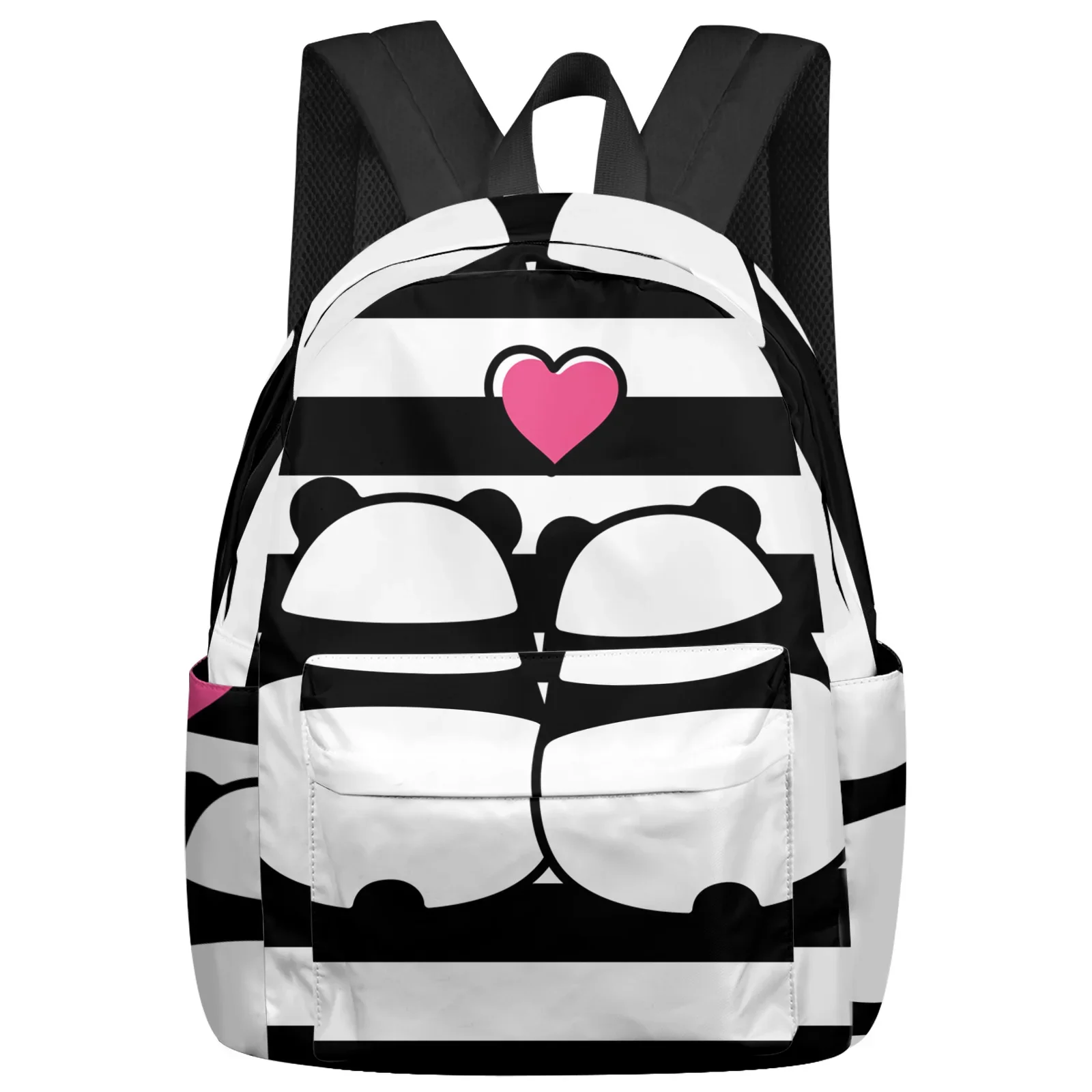 

Black And White Stripes Panda Lover Backpacks Teenagers Student School Bags Laptop Backpack Men Women Female Travel Mochila