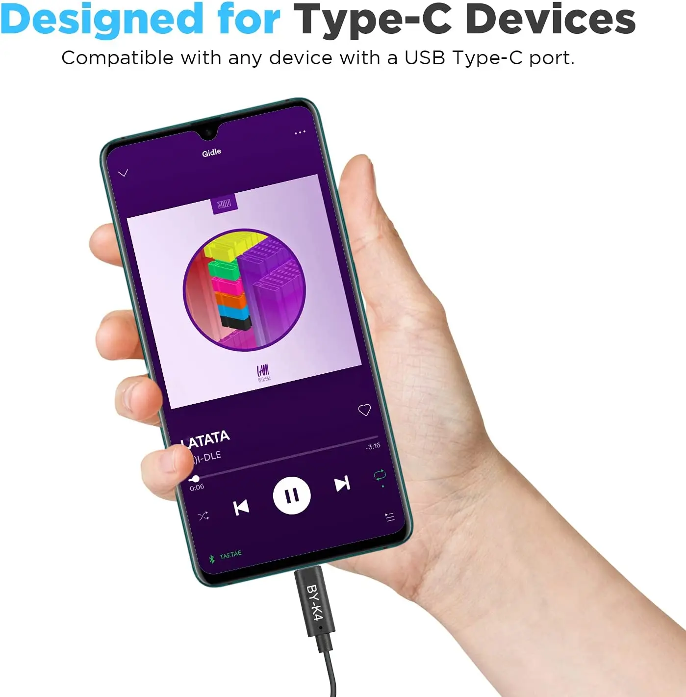 BOYA BY-K4 6cm 3.5mm TRS Female to Type-C Male Microphone Audio Adapter Cable for Android Cell Phone PC Computer USB-C Devices