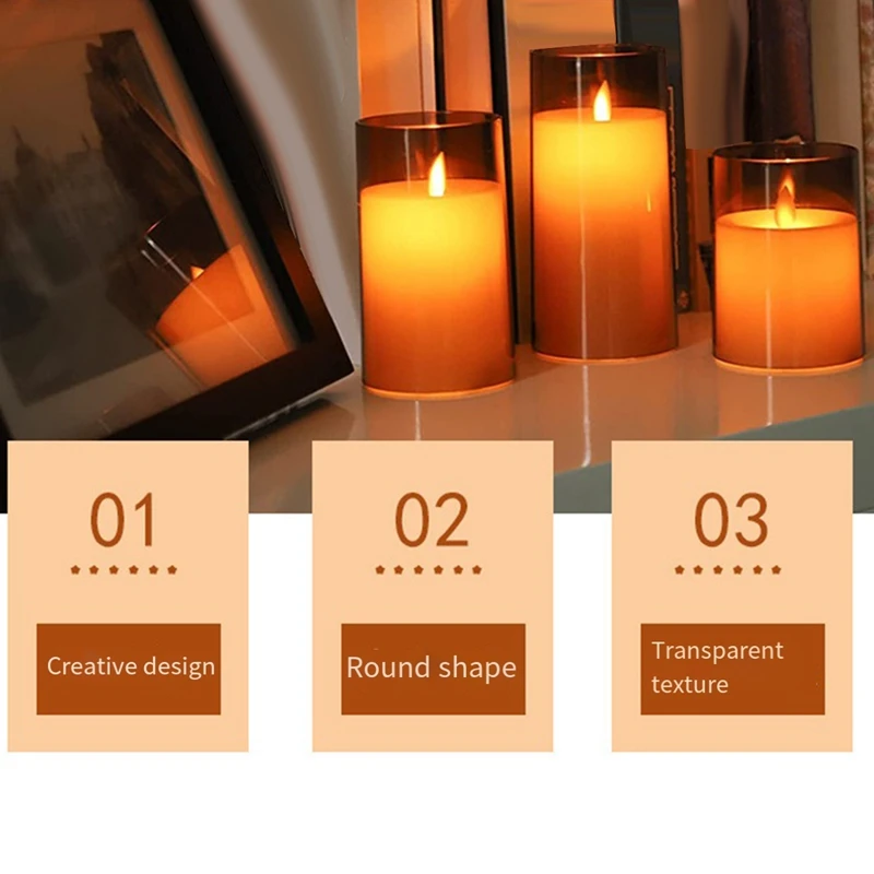 Plastic Cover One-Piece Simulation Wedding Bar Decoration Birthday Remote Control LED Electronic Candle Light Durable Set B