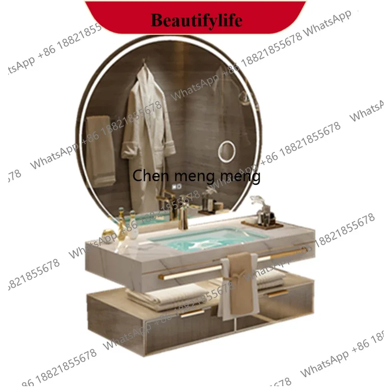 YL  Luxury Floating Modern Bathroom Cabinet Mirror Led Light Smart Vanity Toilet Cabinet Space Saver Mobile Da Bagno Furniture