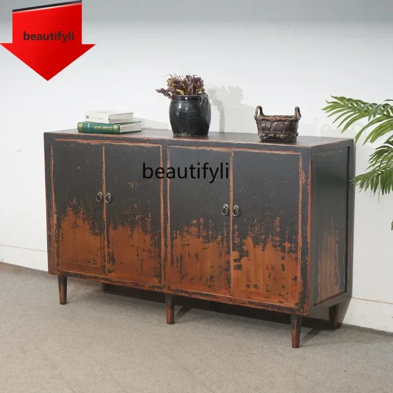 Q181  New Chinese style all solid wood old side cabinet locker retro decoration antique dining cabinet