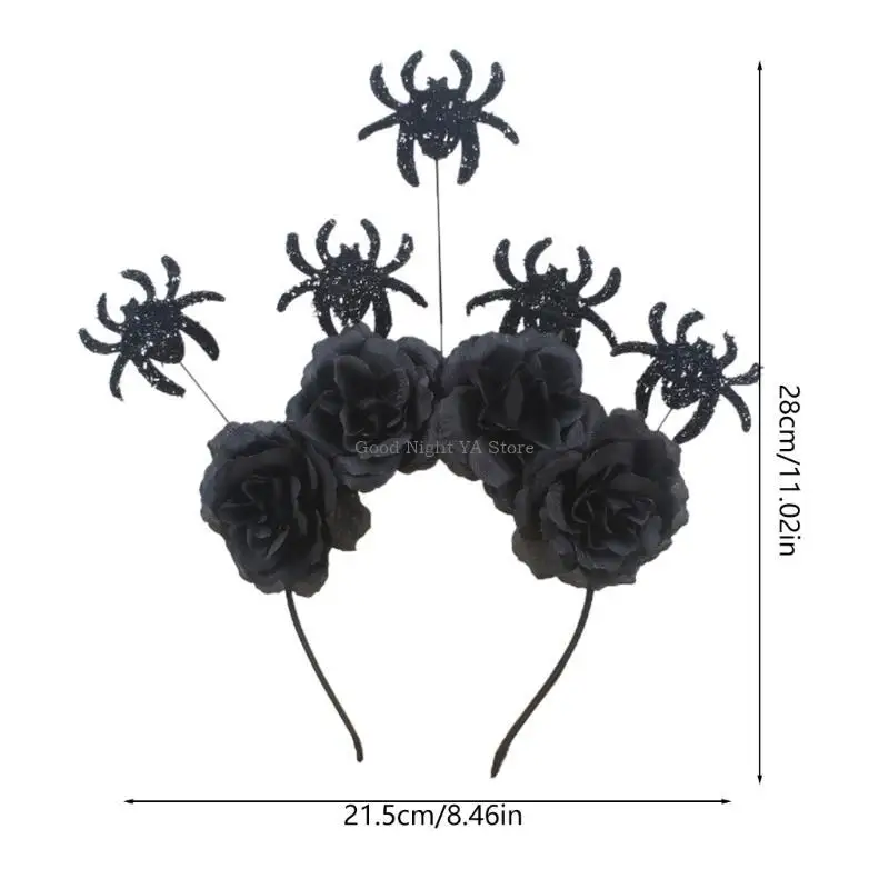 عصابة رأس على شكل تيجان الهالوين على شكل عنكبوت للبنات، عصابة رأس على شكل زهرة هالو
