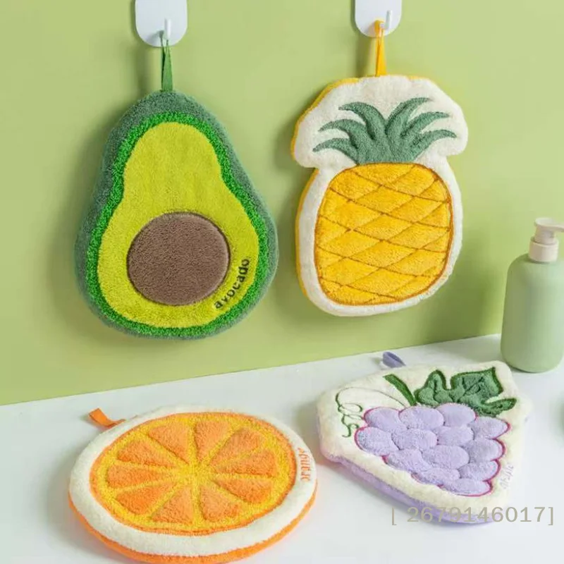 {Summer2} Fruit Hand Towel Kitchen Absorbent Cleaning Cloth Soft Bath Hanging Towels Bathroom Hand Cloth Home Supplies〔YY26〕