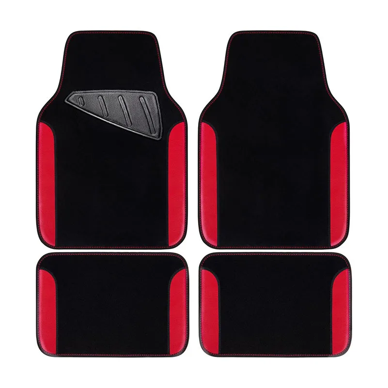 

4pcs Side Stripe Car Floor Mat Universal Non-Slip Washable Velvet Auto Floor Carpets Set Interior Accessories For Sedans SUVs
