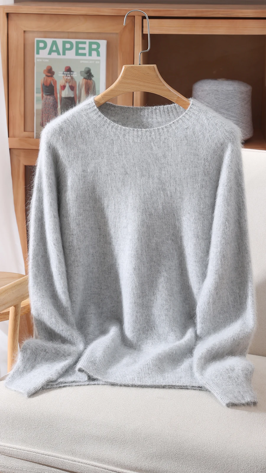

High Quality Women's Mink Cashmere Sweater Solid Color O-neck 100% Mink Cashmere Pullover Soft Super Warm Long Sleeve Tops