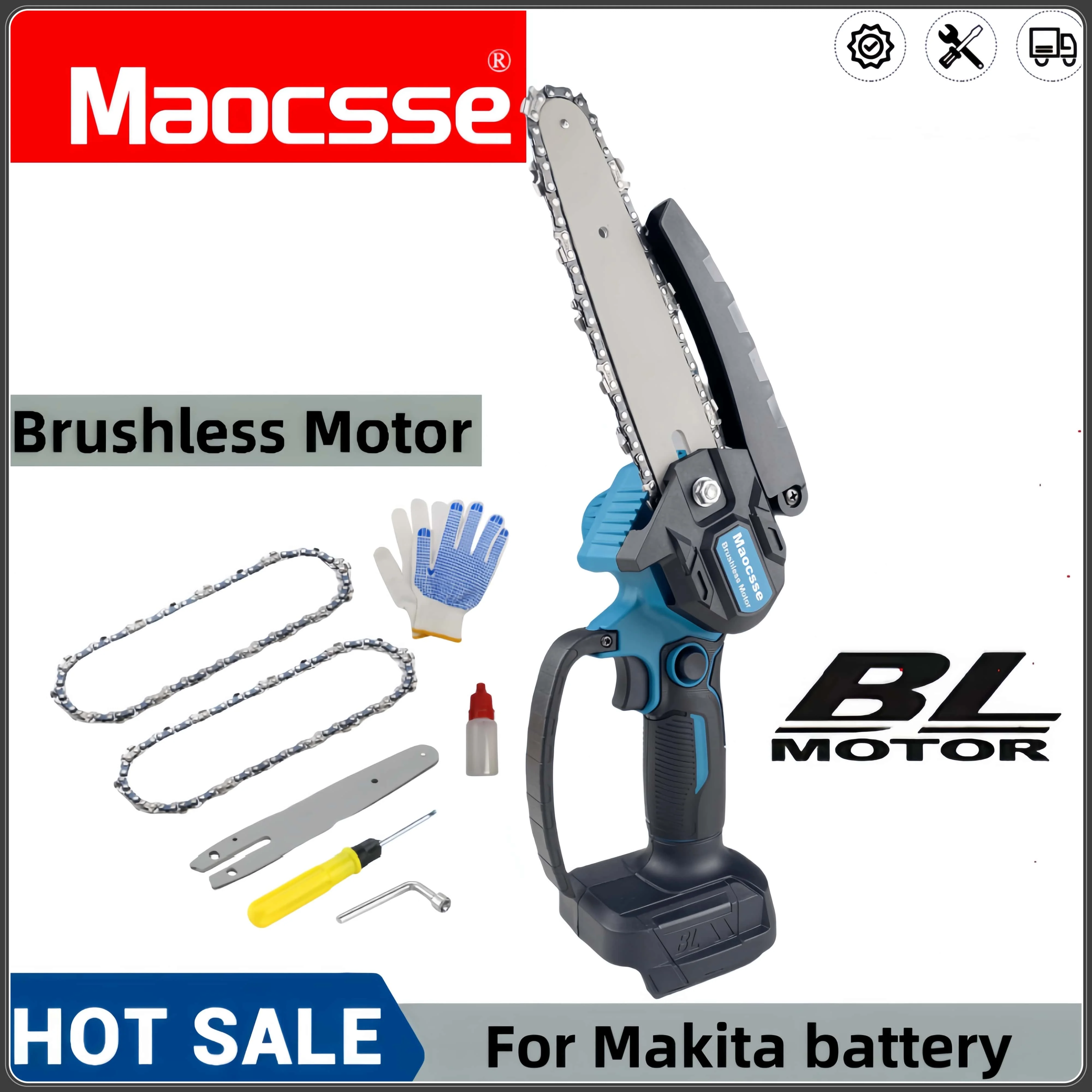 

18V 6-Inch Mini Chainsaw Powerful Cordless Rechargeable Handheld Small Electric Saw Pruning Garden Tool for Makita battery