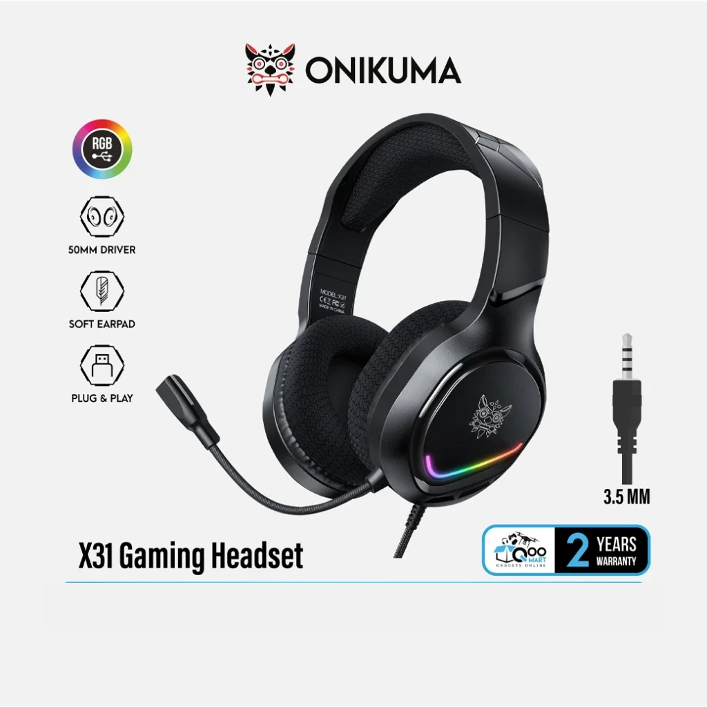 

Игровая гарнитура Onikuma X31, игровые наушники, динамик 3,5 мм, питание 50 мм RGB, поддержка ПК/мобиля/консоли