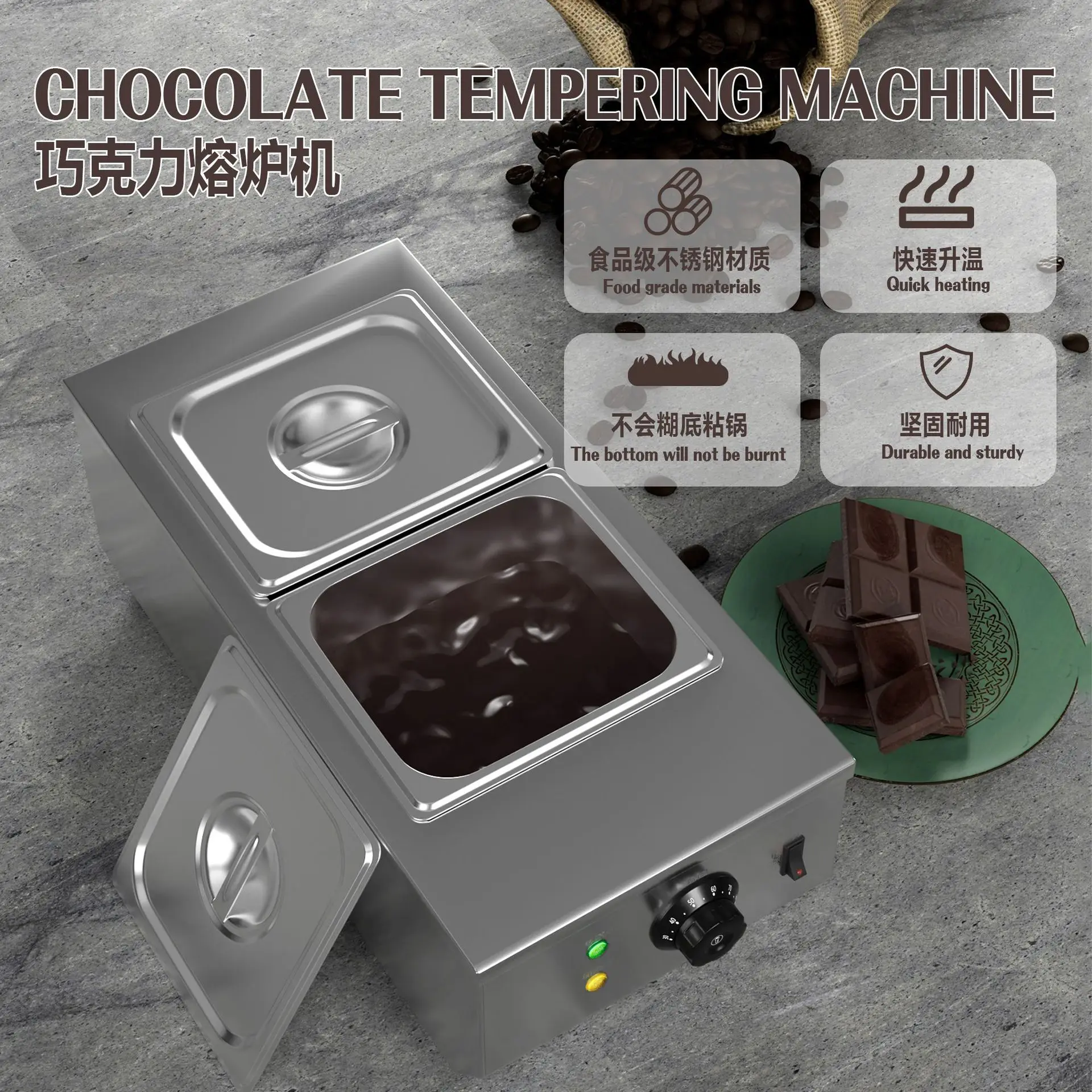 

AK-112/AK-113 Stainless Steel Chocolate Tempering Machine Electric Commercial Food Warmer For Chocolate Milk Melting Heating