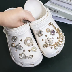Shoe Charms DIY Rhinestone Pearl Metal Decoration Buckle for Hole Shoe Charm Accessories Kids Party Woman Girls Gift