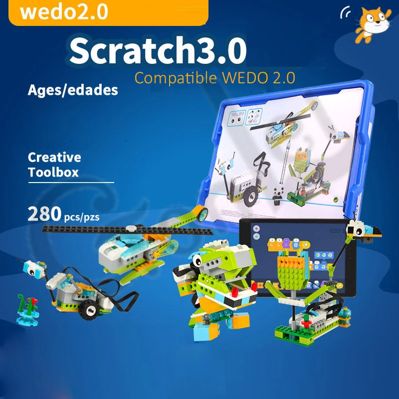 Décennie s de construction Dacta Mindstorms WeDo, ensemble de base, Scratch 2.0, pigments robotiques électriques, jouets de bricolage STEAM, nouveau, 3.0