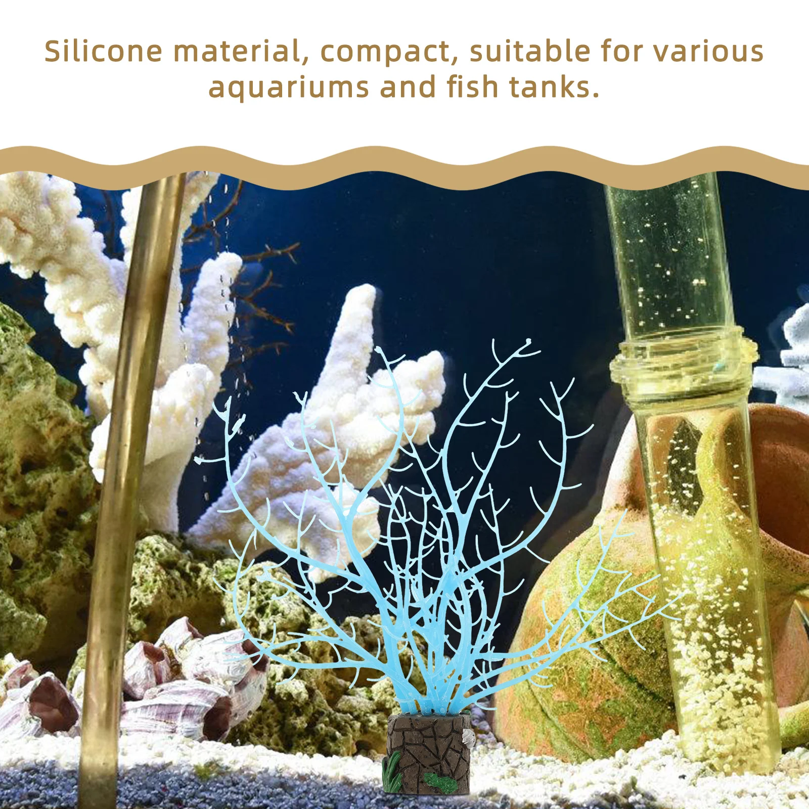 

Simulated Reef Decorations Artificial Aquarium Plants Fake Coral Fish Tank Decor Glow in Dark Resin Coral for Small