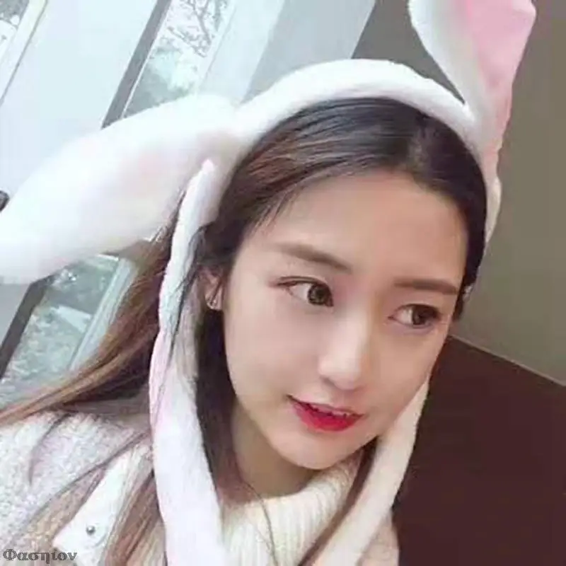 Tiktok Same Style Ears Moving Cute Internet Popular Air Bag Hair Accessories Plush Rabbit Ear Hairband