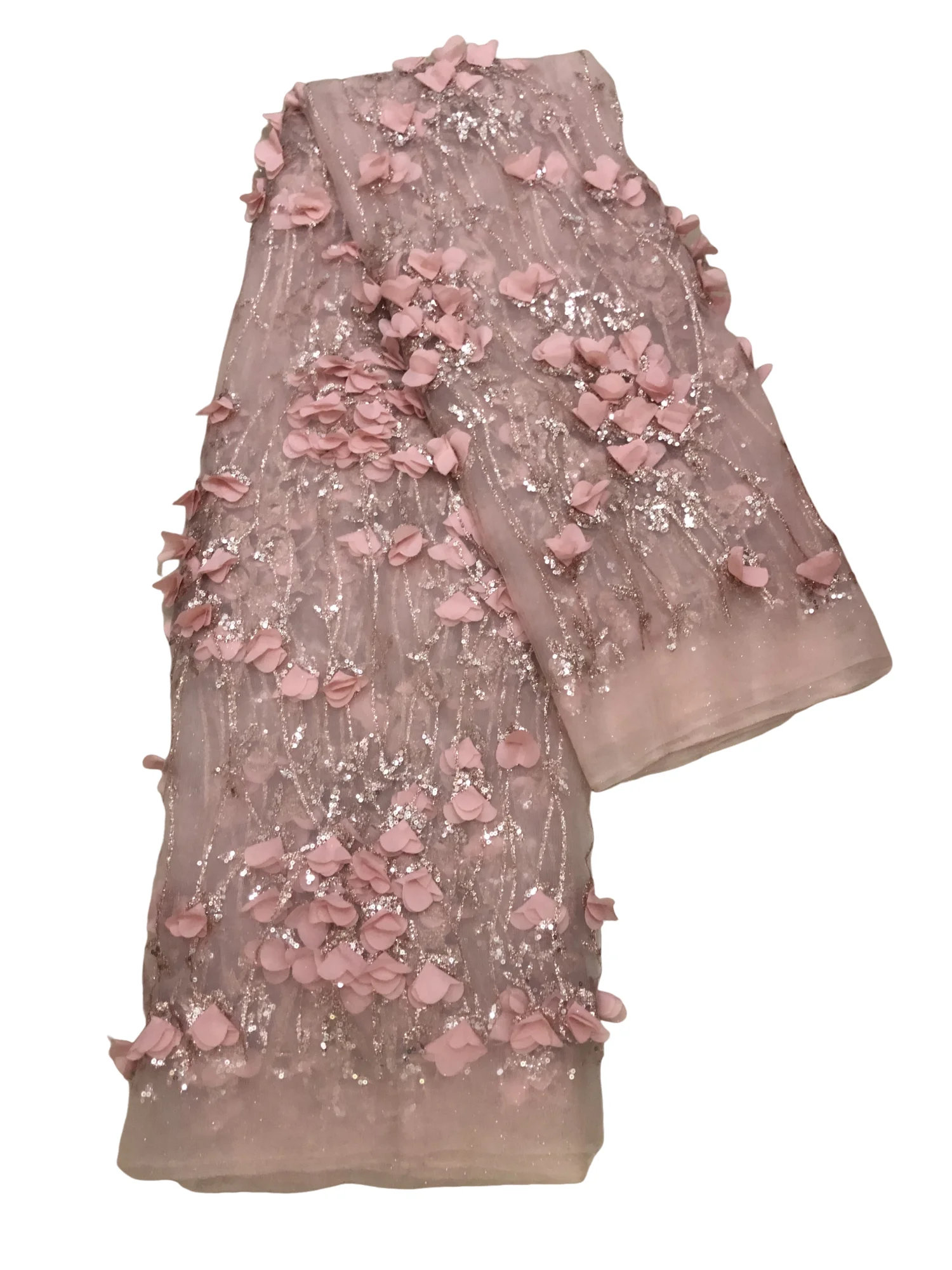Handmade 3D Flower Lace African Lace Fabric 2020 High Quality Sequin Lace French Mesh Fabric Nigerian Net Lace Fabrics For Dress