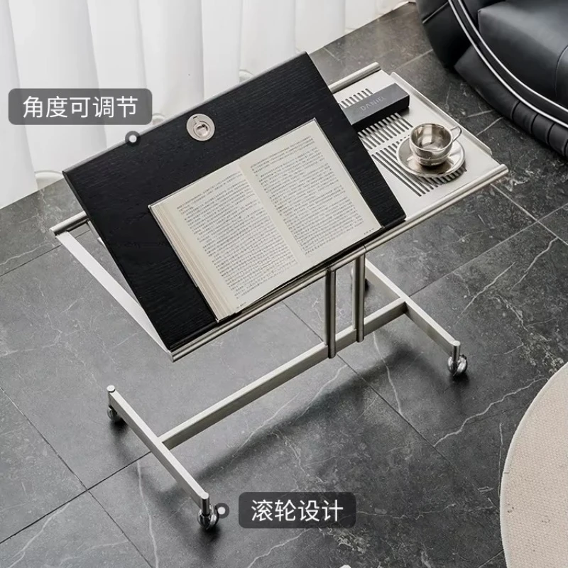 LMM1  Portable Lifting Table Simple Retro Solid Wood Desk Home Music Stand Sofa Side Table