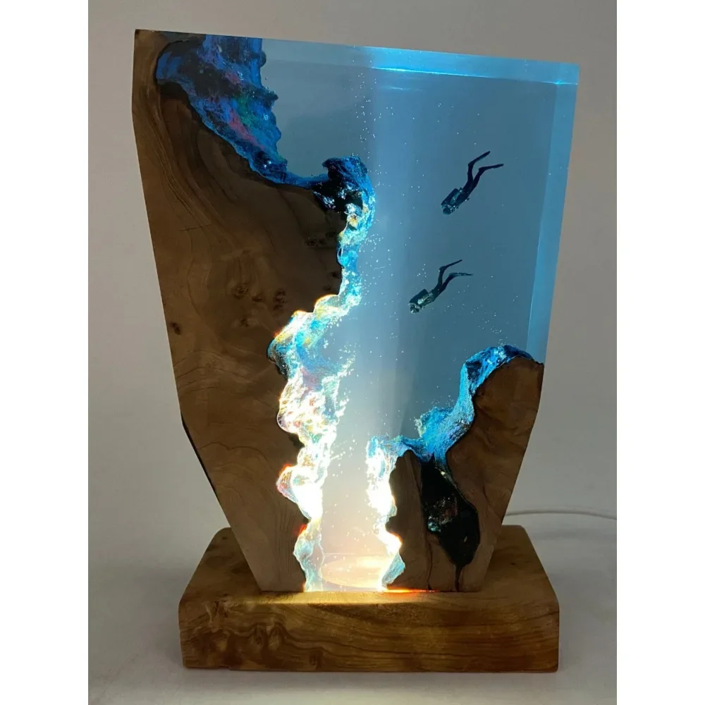 Diver Night Light Diving Deep Sea Exploration Wooden Light Free Diving Unique Decoration Festival Gift Small Night Light Decorat