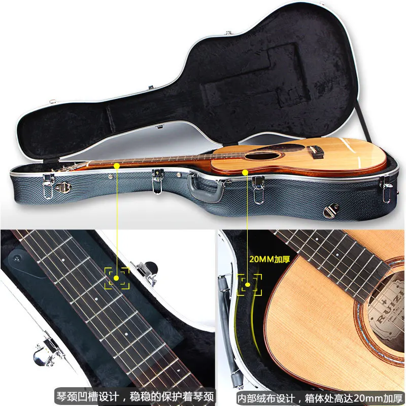 ABS Guitar Case 41 Inch Guitar Carring Bag Classic Hard Guitar Case Accessories Bag , Shockproof and Portable Guitar Bag