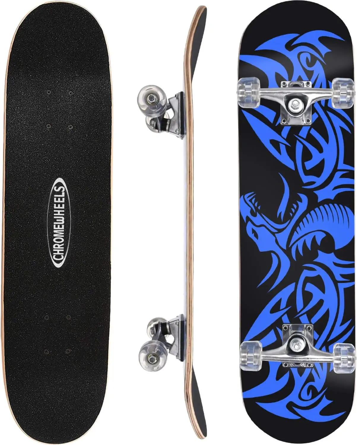 

31-Inch Double Kick Skateboard with Maple Deck for Beginners and Kids, Smooth Ride