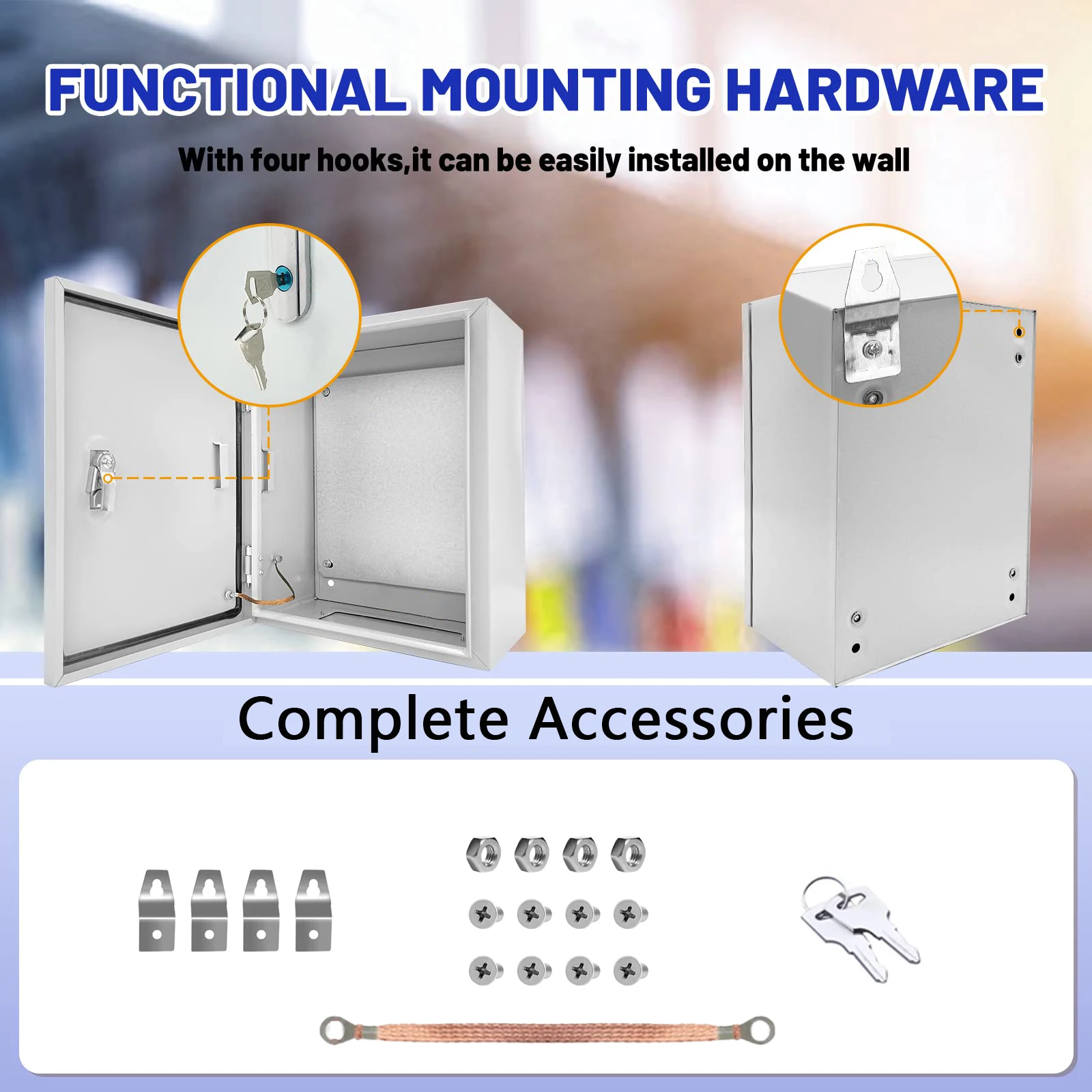 IP65 Waterproof Electrical Distribution Box Indoor Cold Rolled Steel Box with Lock Electrical Cabinet Junction Control Metal Box
