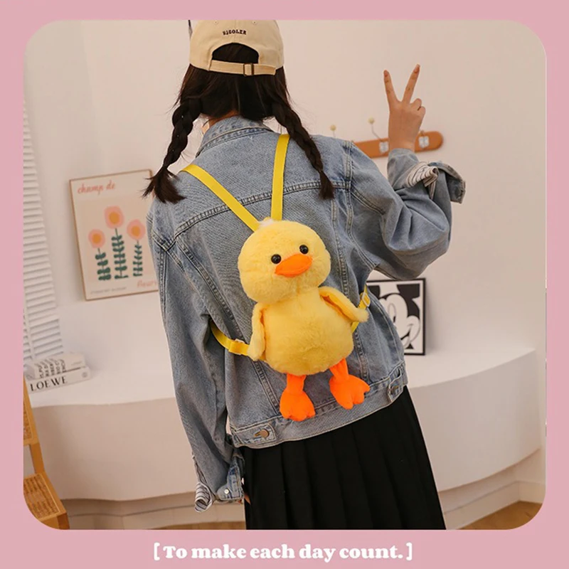 33cm kleine gelbe Ente Plüsch Rucksack kawaii Stofftier Enten tasche Cartoon niedlichen weichen Schult asche Mädchen Kindertag Geschenke