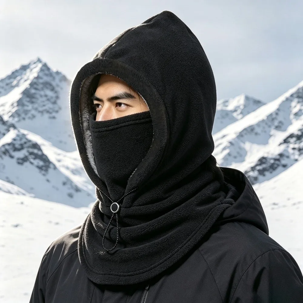Soft Thermal Fleece Balaclava Hat Windproof Cold-proof Masks Hood Beanies Ear Protector Keep Warm Pullover Cap Male