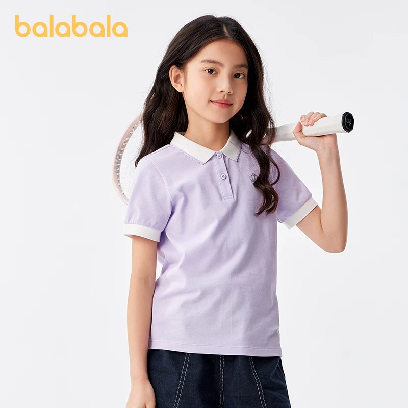 Balabala-camiseta de manga curta para meninas, coleção de verão, crianças de médio a grande porte, anti-antibacteriano, para o verão, 2024