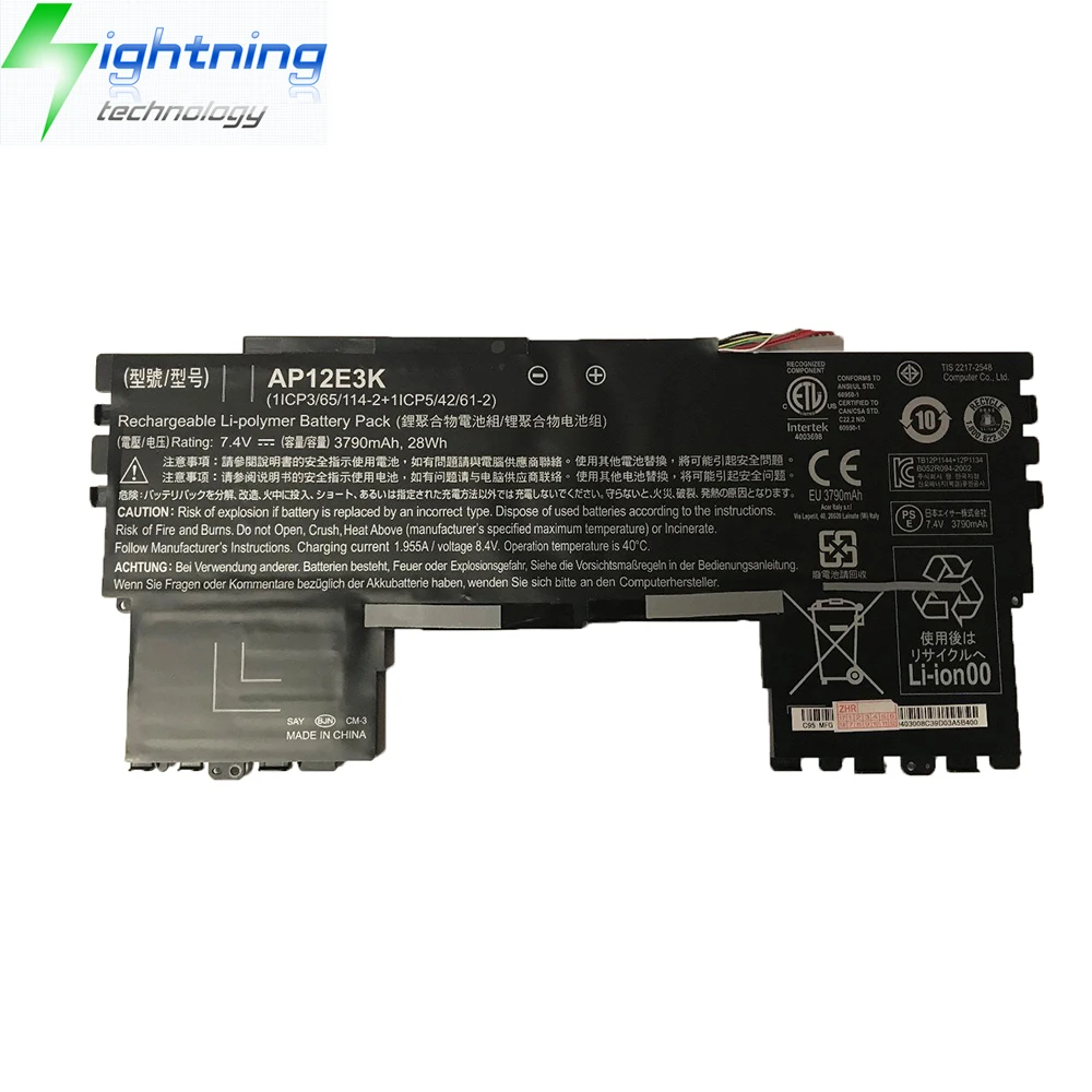 Imagem -03 - Nova Bateria Original Genuína Ap12e3k 7.4v 28wh para Acer Aspire s7 S7191 Ultrabook 11 Polegadas Série