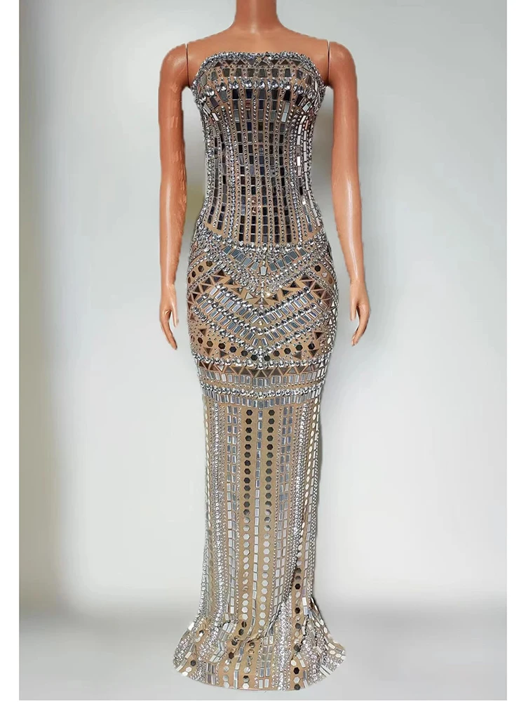 

High Quality Hot Stamping Sexy Sequin Wrapped Chest Dress 2025 New Fashion Custom Women'S Clothing