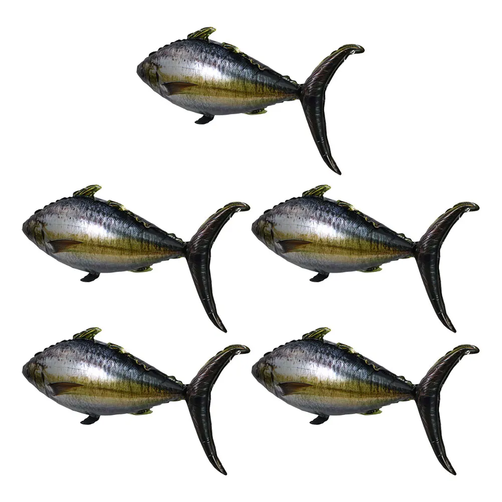 

5 Pcs Tuna Balloons Fish Decoration Supplies Inflatable Aluminum Film Fishing Birthday
