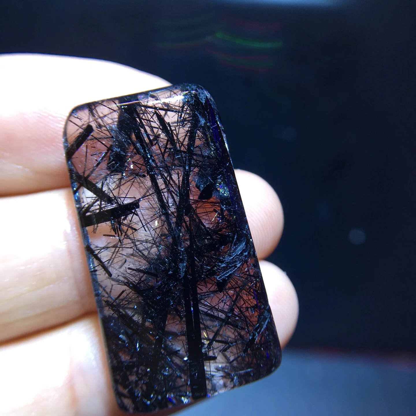 Natural Black Rutilated Quartz Bead Pendant 32/17.6/5mm Rectangle Rutilated Quartz Jewelry Women Brazil AAAAAAA
