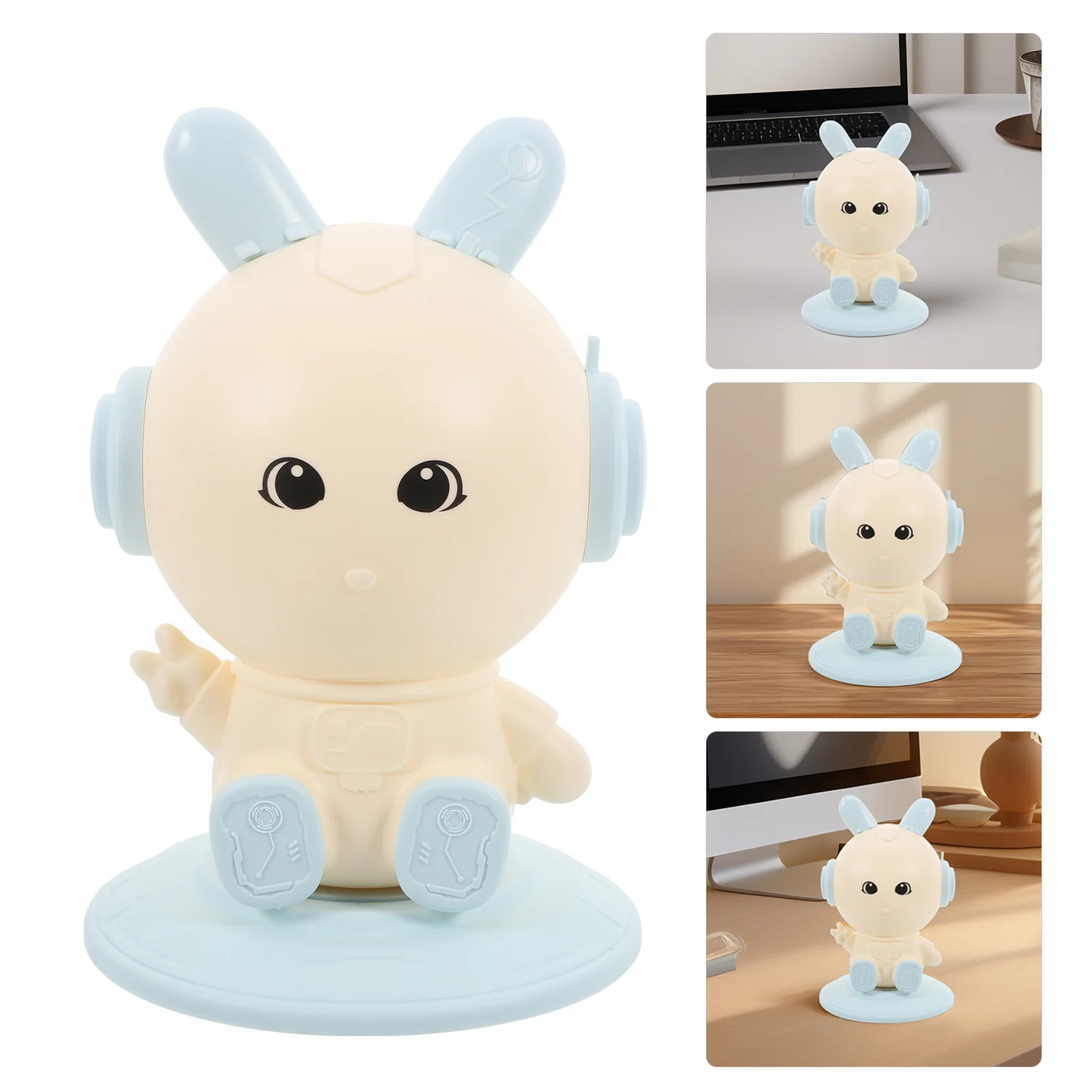 

Rotating Bunny Pen Holder Cute Pencil Case Makeup Brush Holder Blue Desk Accessories Office Decor Women Desk Aesthetic
